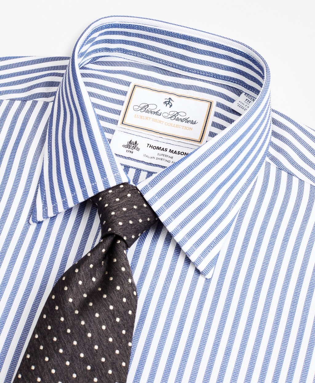 Brooks Brothers Men Luxury Collection Regent Fitted Dress Shirt, Franklin Spread Collar Bengal Stripe