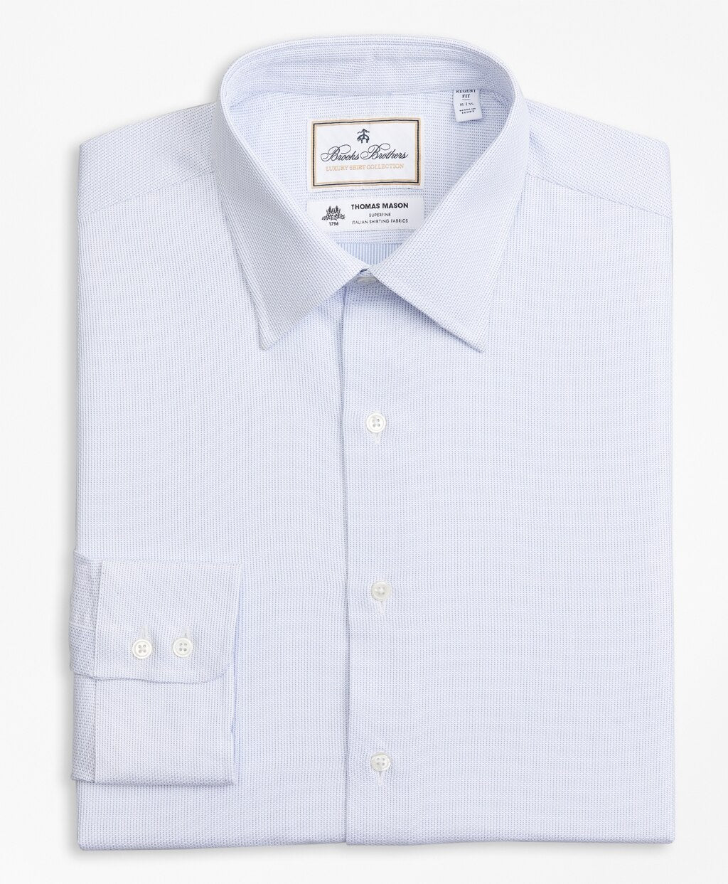 Brooks Brothers Men Luxury Collection Regent Fitted Dress Shirt, Franklin Spread Collar Broken  Stripe