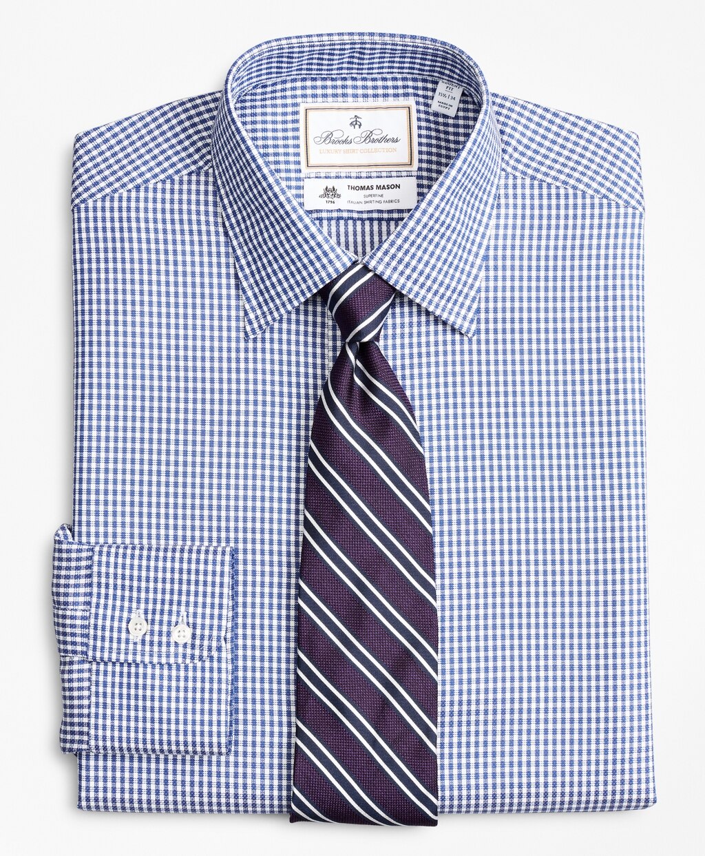 Brooks Brothers Men Luxury Collection Regent Fitted Dress Shirt, Franklin Spread Collar Gingham