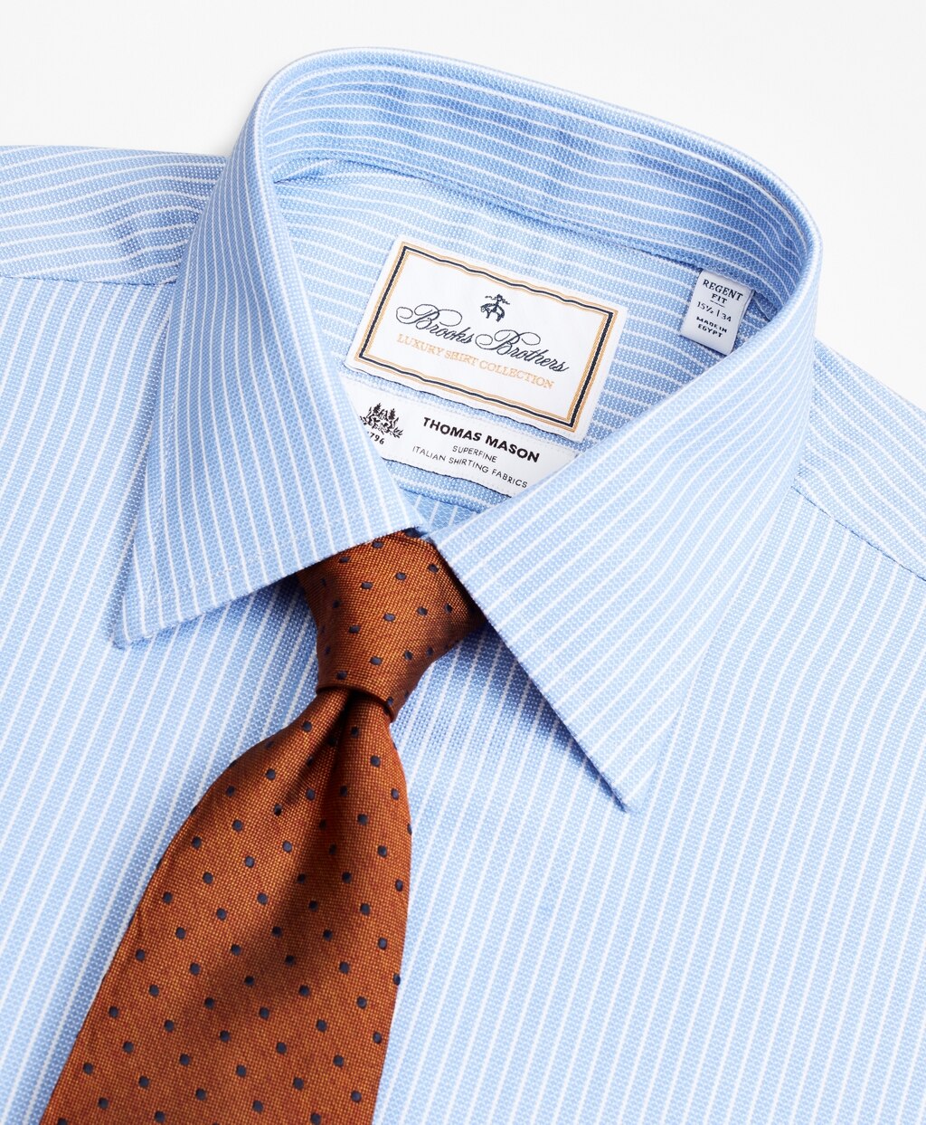 Brooks Brothers Men Luxury Collection Regent Fitted Dress Shirt, Franklin Spread Collar Ground Stripe