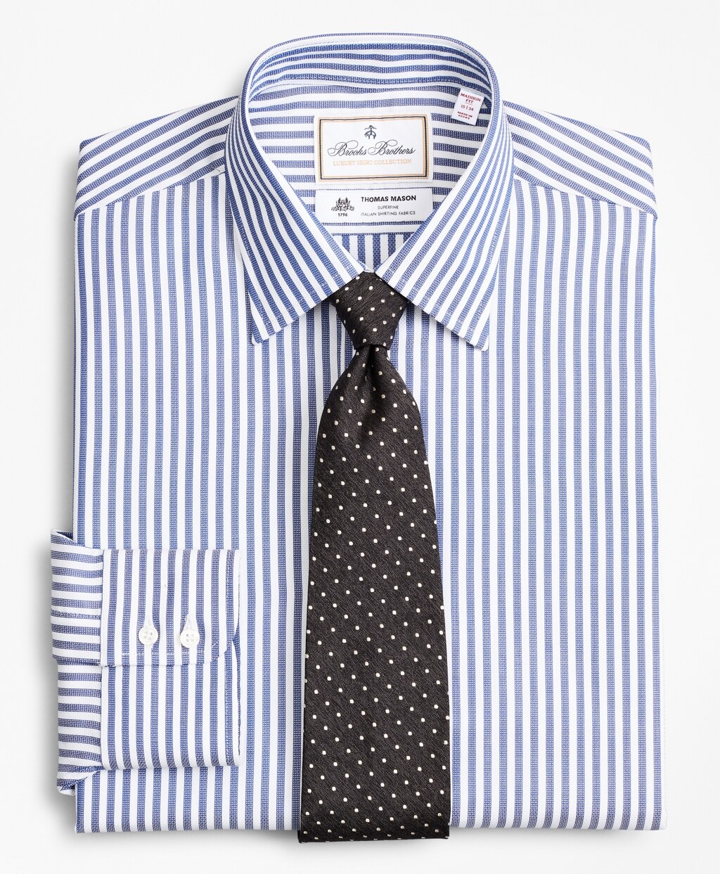 Brooks Brothers Men Luxury Collection Madison Classic-Fit Dress Shirt, Franklin Spread Collar Bengal Stripe
