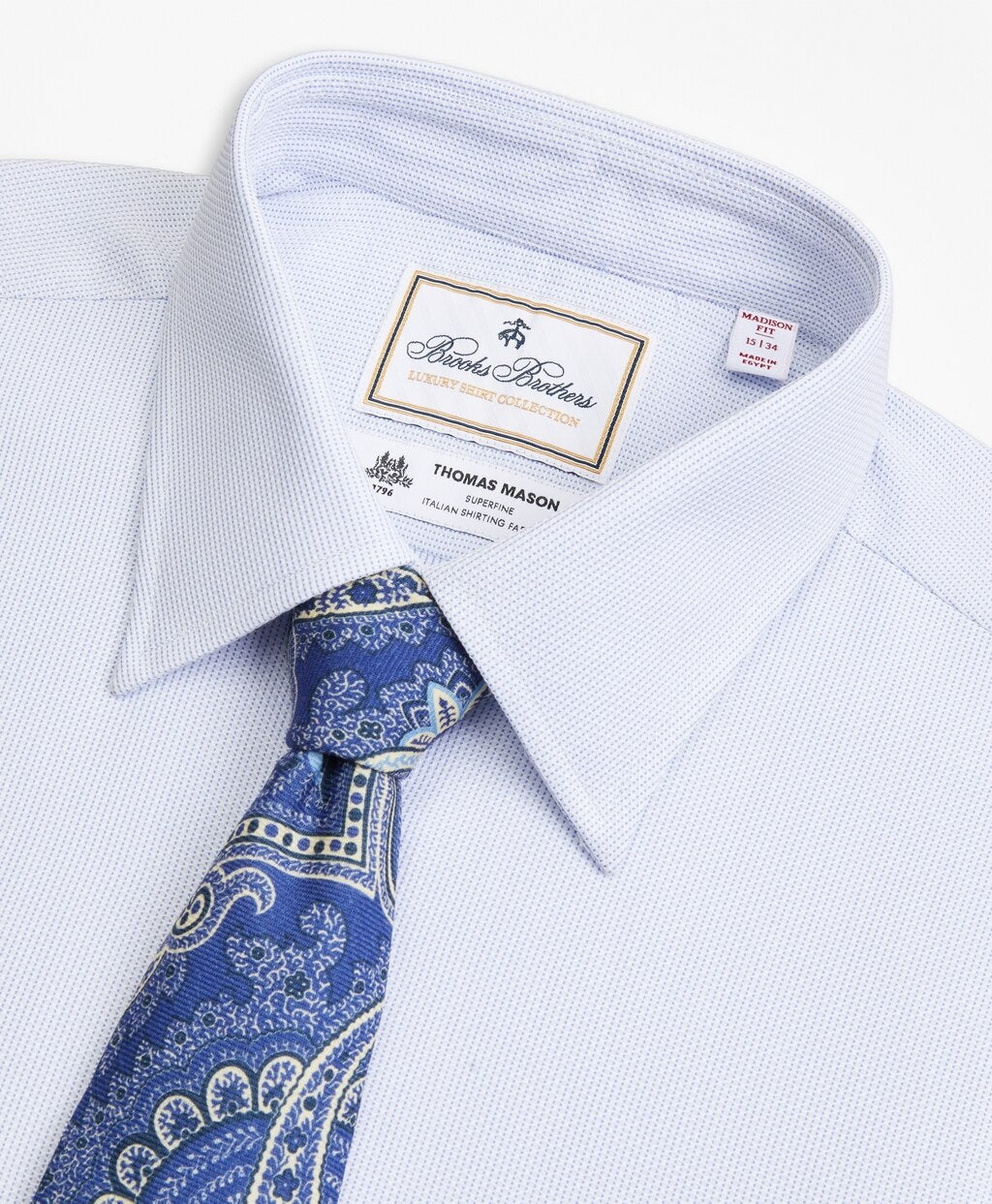Brooks Brothers Men Luxury Collection Madison Classic-Fit Dress Shirt, Franklin Spread Collar Broken Stripe