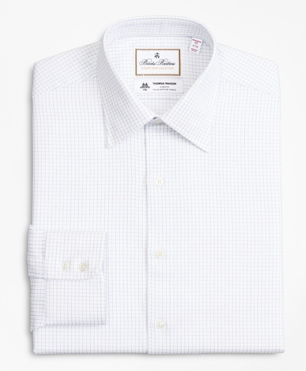Brooks Brothers Men Luxury Collection Madison Classic-Fit Dress Shirt, Franklin Spread Collar Fine Windowpane