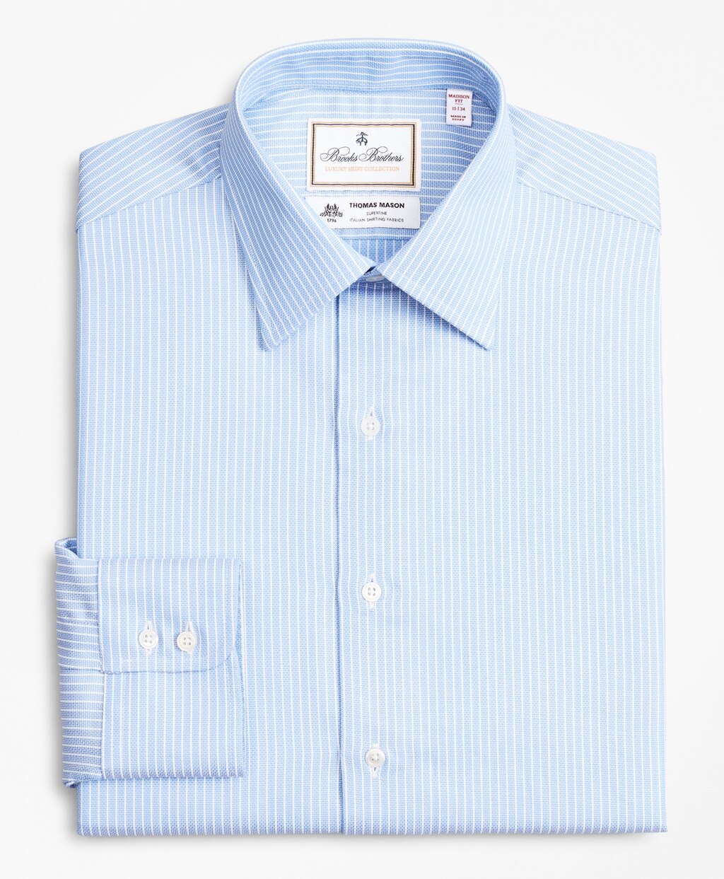 Brooks Brothers Men Luxury Collection Madison Classic-Fit Dress Shirt, Franklin Spread Collar Ground Stripe