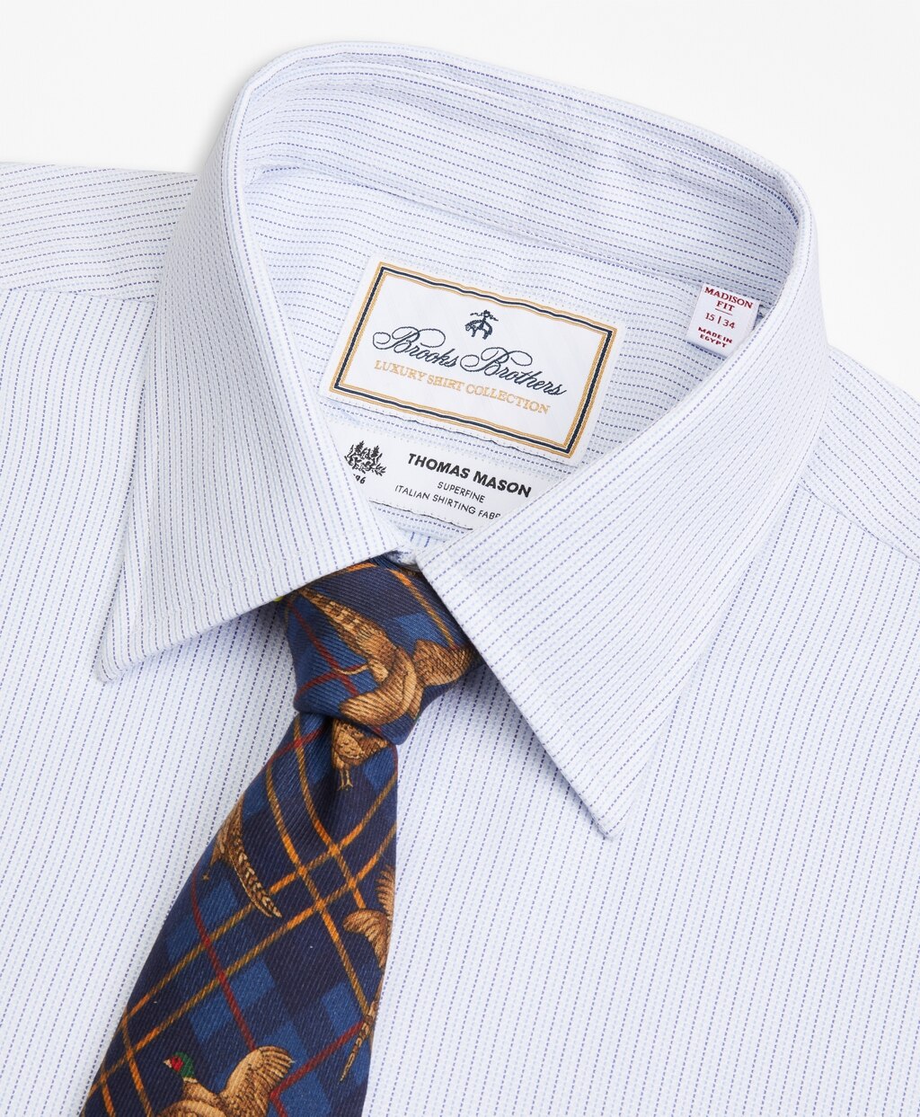Brooks Brothers Men Luxury Collection Madison Classic-Fit Dress Shirt, Franklin Spread Collar  Textured Stripe
