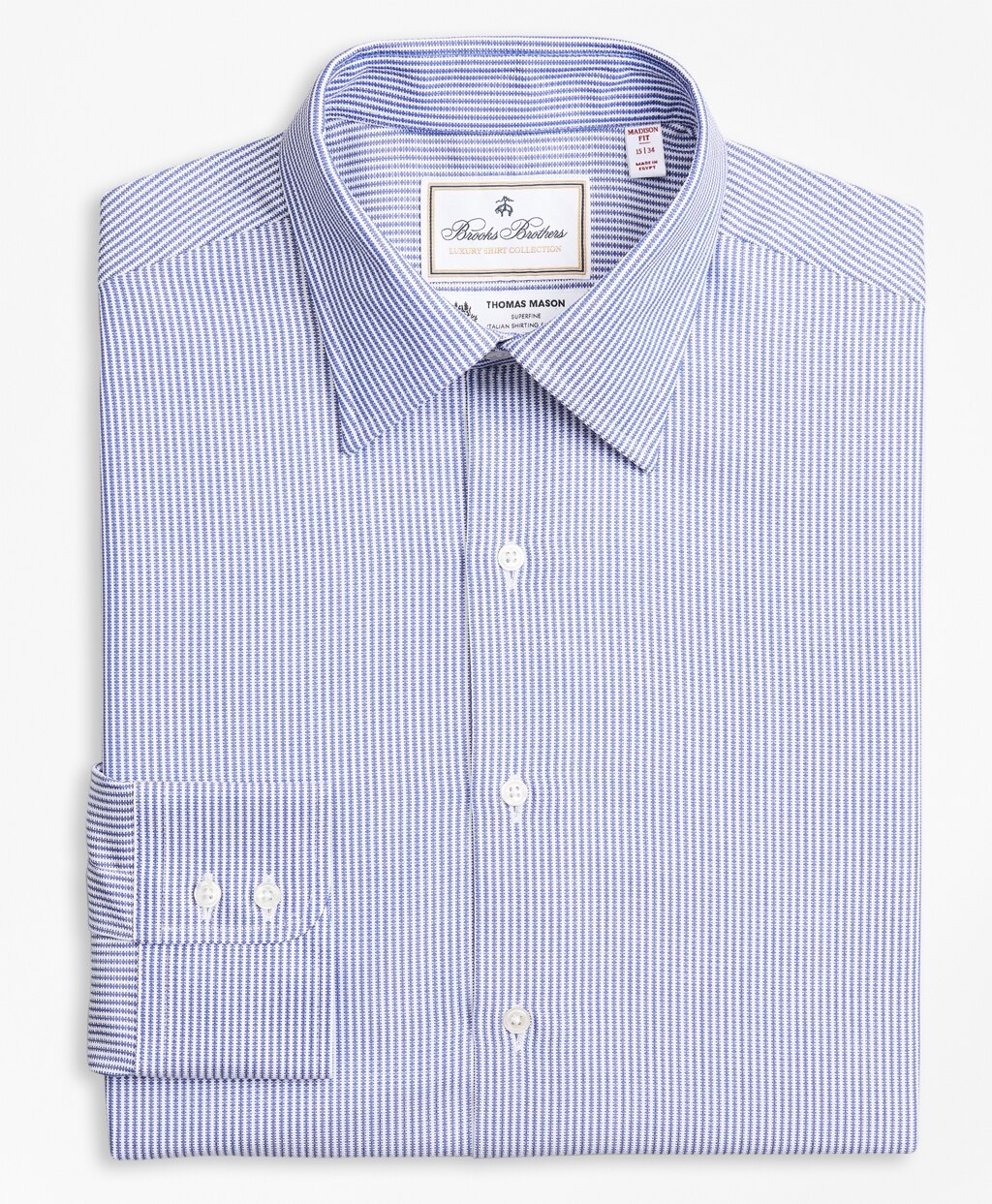 Brooks Brothers Men Luxury Collection Madison Classic-Fit Dress Shirt, Franklin Spread Collar Track Stripe