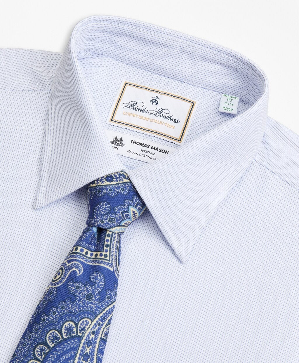 Brooks Brothers Men Luxury Collection Milano Slim-Fit Dress Shirt, Franklin Spread Collar Broken Stripe