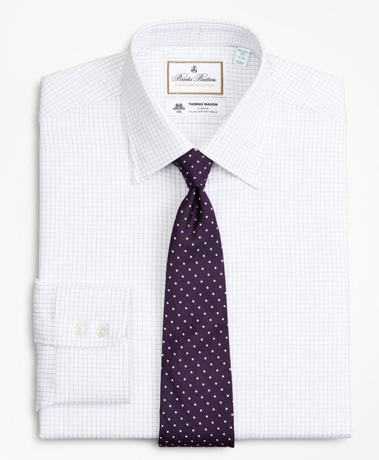 Brooks Brothers Men Luxury Collection Milano Slim-Fit Dress Shirt, Franklin Spread Collar Fine Windowpane