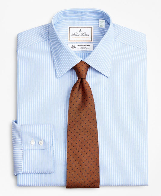 Brooks Brothers Men Luxury Collection Milano Slim-Fit Dress Shirt, Franklin Spread Collar Ground Stripe
