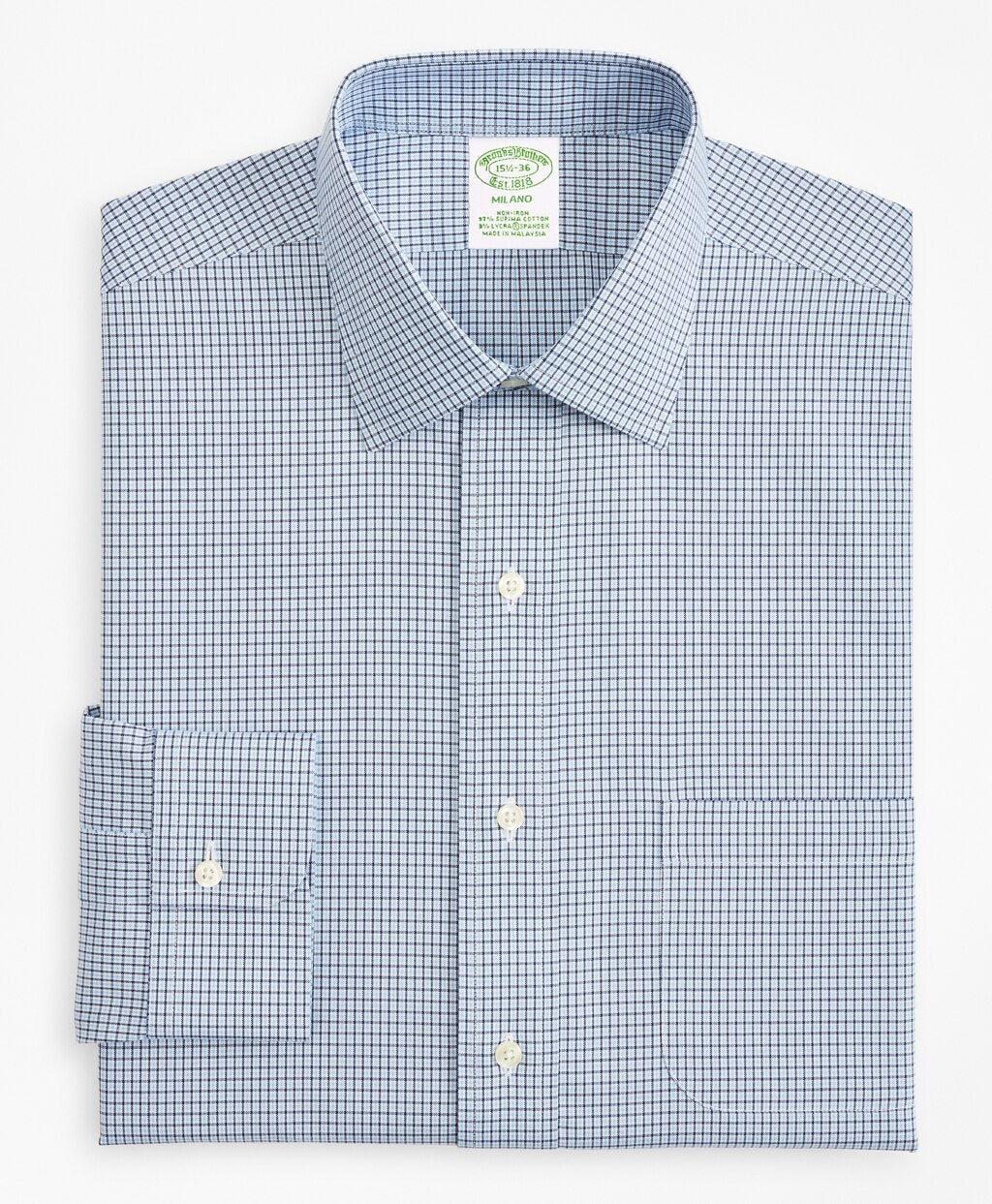 Brooks Brothers Men Stretch Milano Slim-Fit Dress Shirt, Non-Iron Check