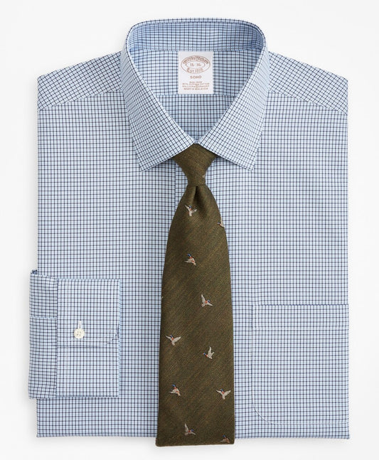 Brooks Brothers Men Stretch Soho Extra-Slim Fit Dress Shirt, Non-Iron Check