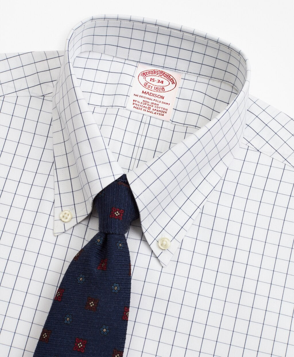 Brooks Brothers Men Stretch Madison Classic-Fit Dress Shirt, Non-Iron Windowpane