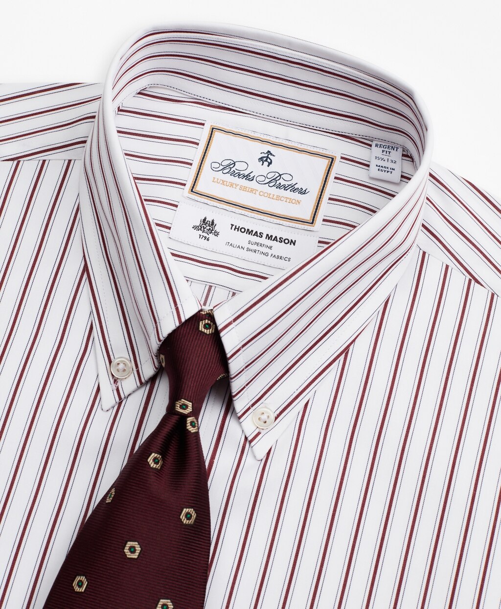 Brooks Brothers Men Luxury Collection Regent Fitted Dress Shirt, Button-Down Collar Stripe