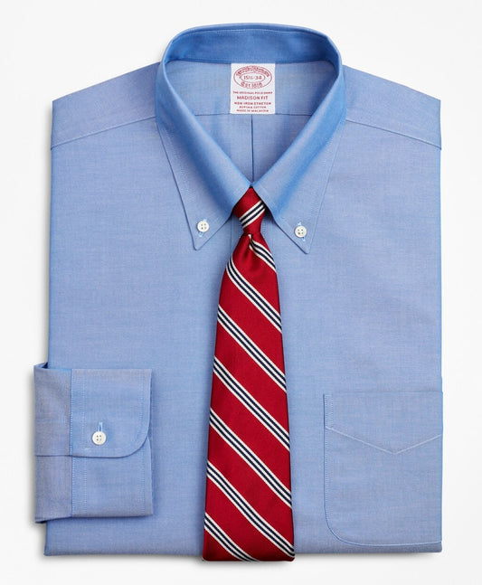 Brooks Brothers Men Stretch Madison Classic-Fit Dress Shirt, Non-Iron Pinpoint Button-Down Collar