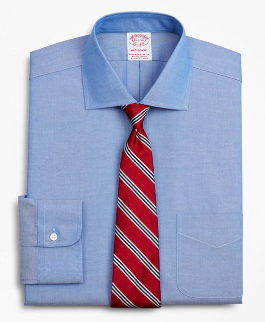 Brooks Brothers Men Stretch Madison Classic-Fit Dress Shirt, Non-Iron Pinpoint English Collar