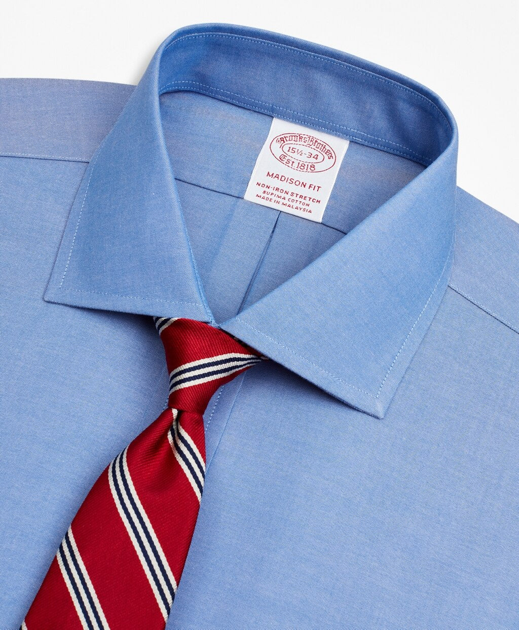 Brooks Brothers Men Stretch Madison Classic-Fit Dress Shirt, Non-Iron Pinpoint English Collar