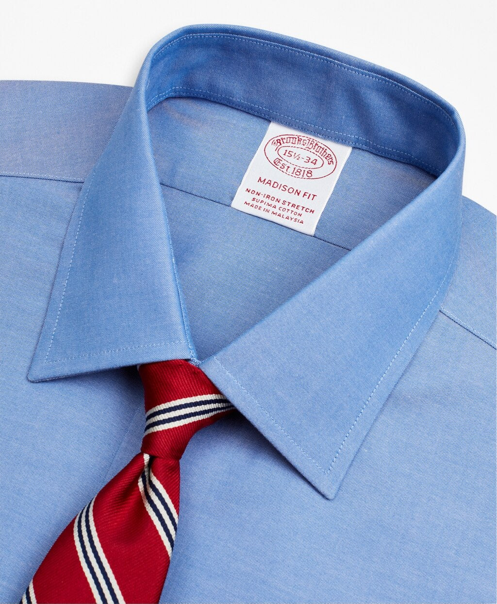 Brooks Brothers Men Stretch Madison Classic-Fit Dress Shirt, Non-Iron Pinpoint Ainsley Collar French Cuff