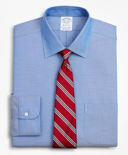 Brooks Brothers Men Stretch Regent Fitted Dress Shirt, Non-Iron Pinpoint Ainsley Collar
