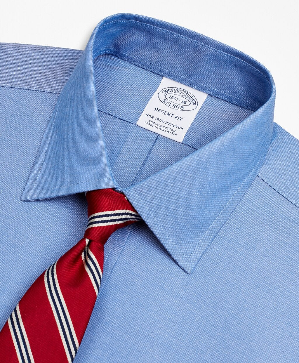 Brooks Brothers Men Stretch Regent Fitted Dress Shirt, Non-Iron Pinpoint Ainsley Collar