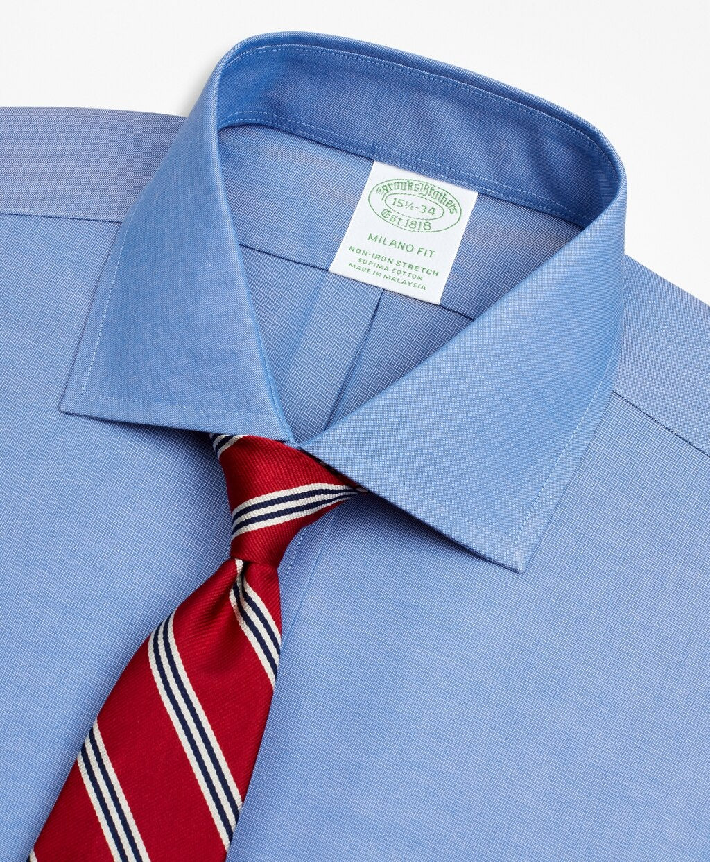 Brooks Brothers Men Stretch Milano Slim-Fit Dress Shirt, Non-Iron Pinpoint English Collar