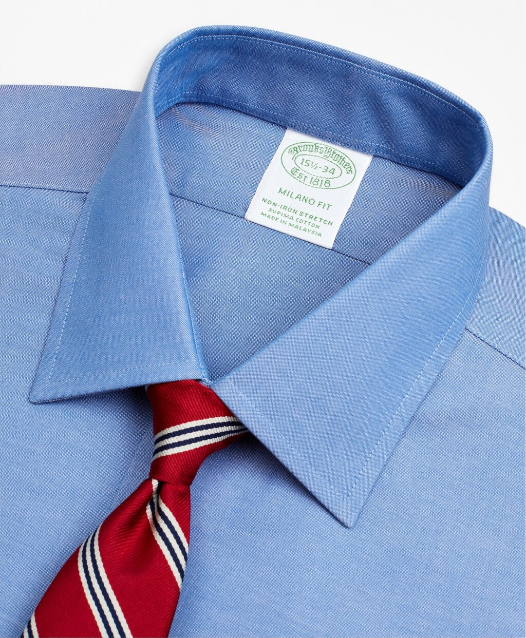 Brooks Brothers Men Stretch Milano Slim Fit Dress Shirt, Non-Iron Pinpoint Ainsley Collar French Cuff