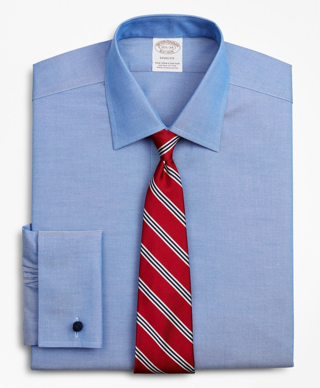 Brooks Brothers Men Stretch Soho Extra-Slim-Fit Dress Shirt, Non-Iron Pinpoint Ainsley Collar French Cuff