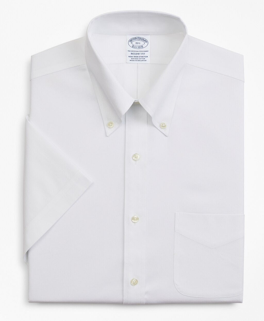 Brooks Brothers Men Stretch Regent Fitted Dress Shirt, Non-Iron Pinpoint Short-Sleeve