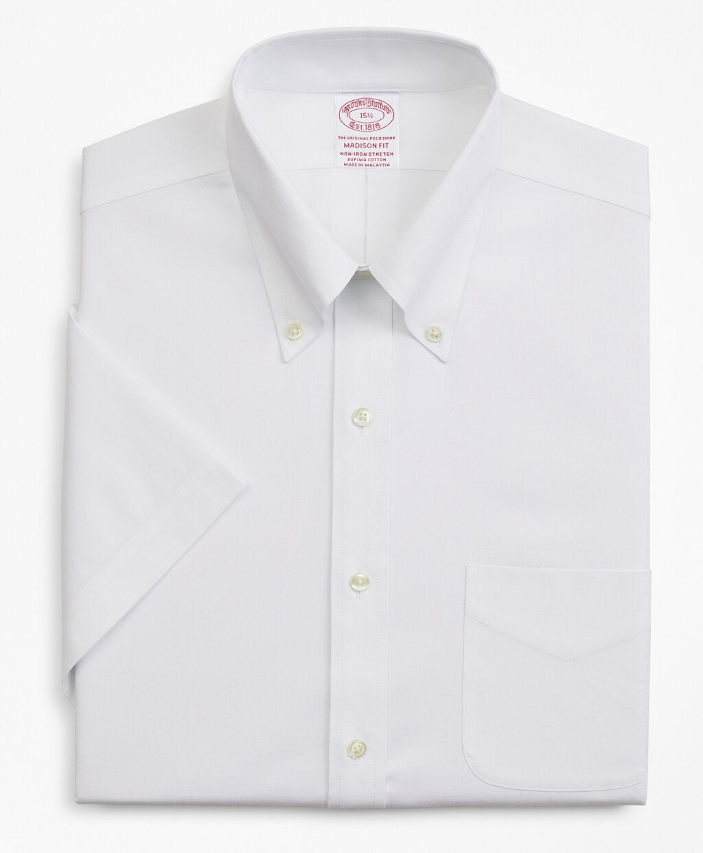 Brooks Brothers Men Stretch Madison Classic-Fit Dress Shirt, Non-Iron Pinpoint Short-Sleeve