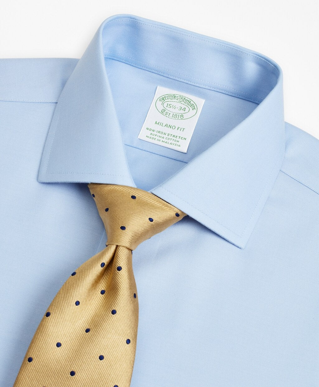 Brooks Brothers Men Stretch Milano Slim-Fit Dress Shirt, Non-Iron Twill English Collar