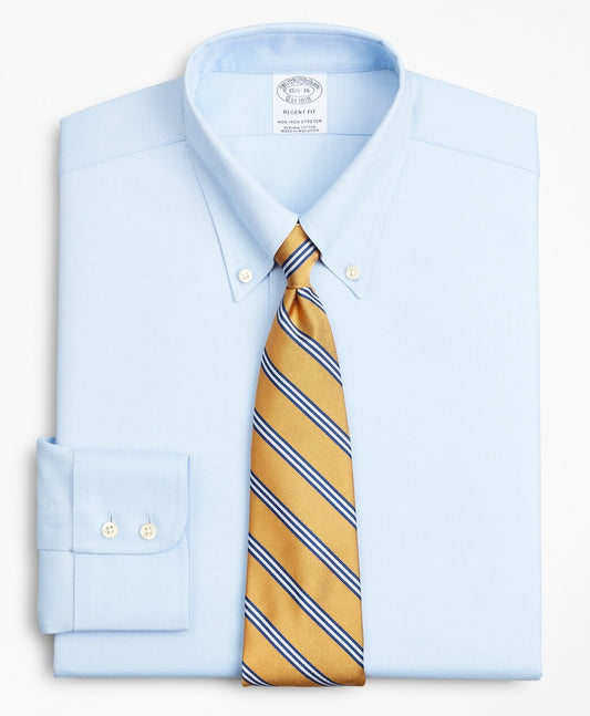 Brooks Brothers Men Stretch Regent Fitted Dress Shirt, Non-Iron Royal Oxford Button-Down Collar
