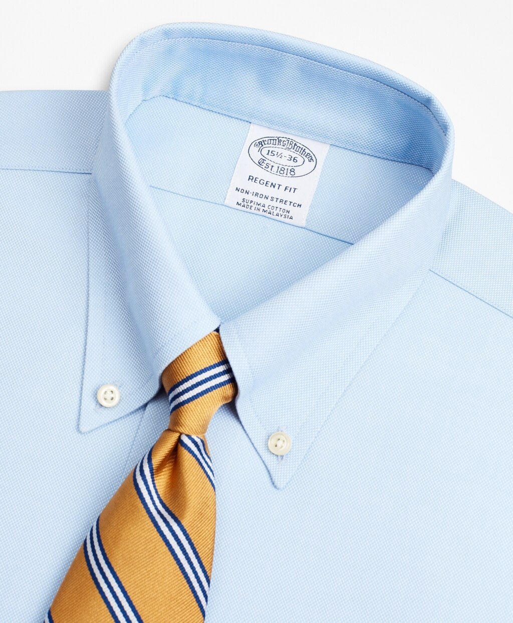 Brooks Brothers Men Stretch Regent Fitted Dress Shirt, Non-Iron Royal Oxford Button-Down Collar