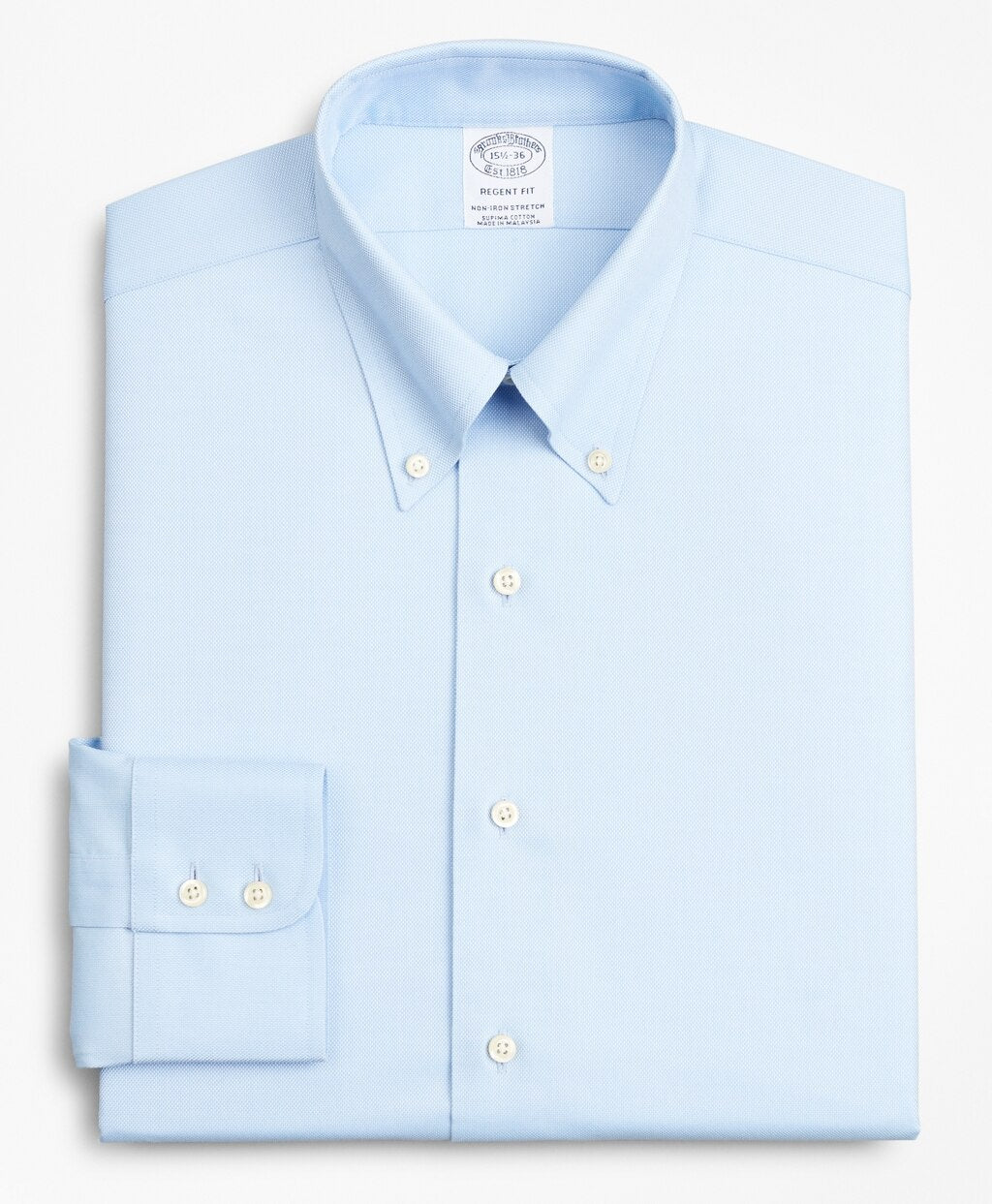 Brooks Brothers Men Stretch Regent Fitted Dress Shirt, Non-Iron Royal Oxford Button-Down Collar