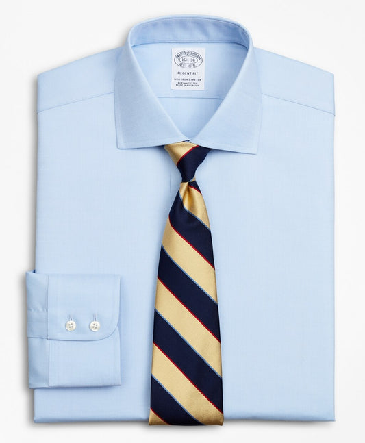 Brooks Brothers Men Stretch Regent Fitted Dress Shirt, Non-Iron Royal Oxford English Collar