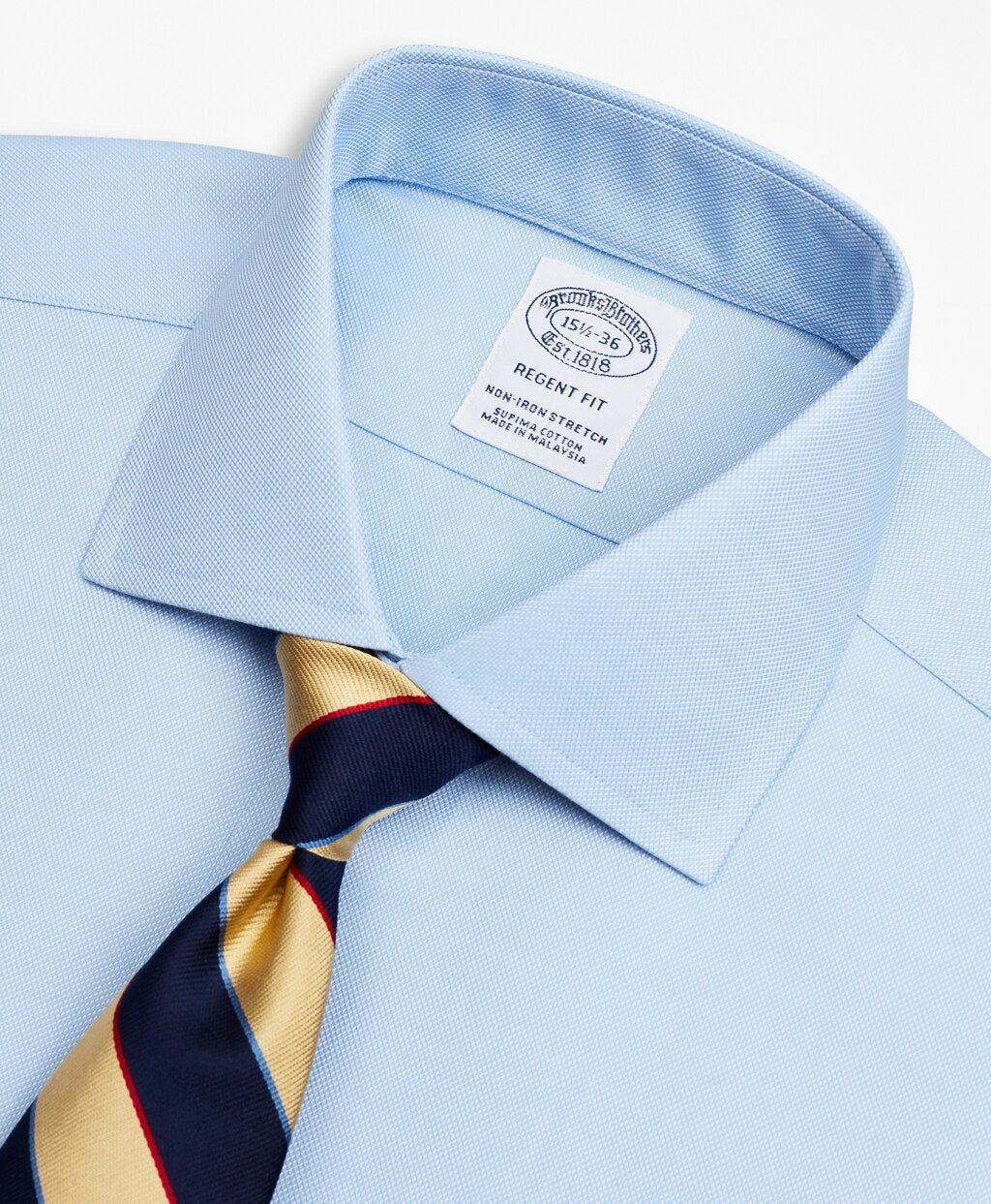 Brooks Brothers Men Stretch Regent Fitted Dress Shirt, Non-Iron Royal Oxford English Collar