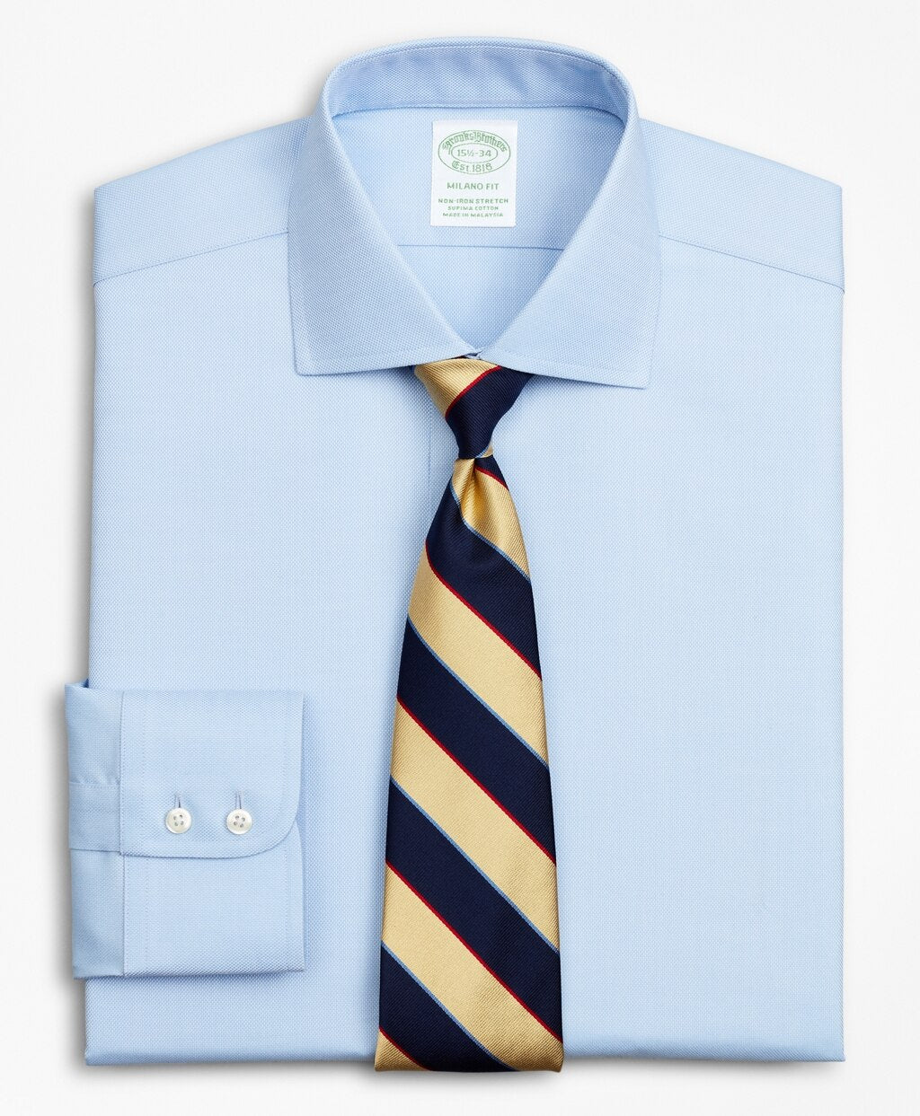 Brooks Brothers Men Stretch Milano Slim-Fit Dress Shirt, Non-Iron Royal Oxford English Collar