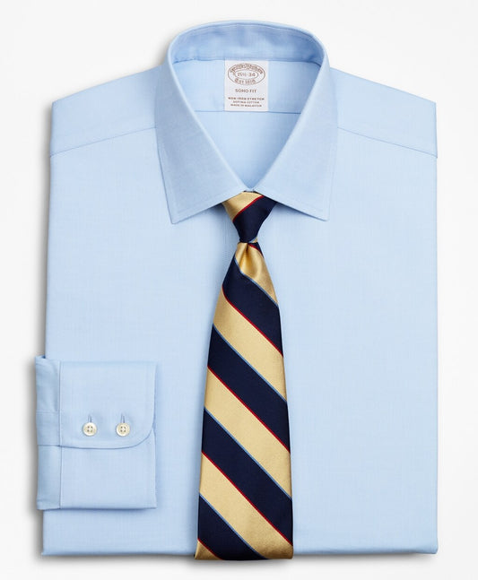 Brooks Brothers Men Stretch Soho Extra-Slim-Fit Dress Shirt, Non-Iron Royal Oxford Ainsley Collar