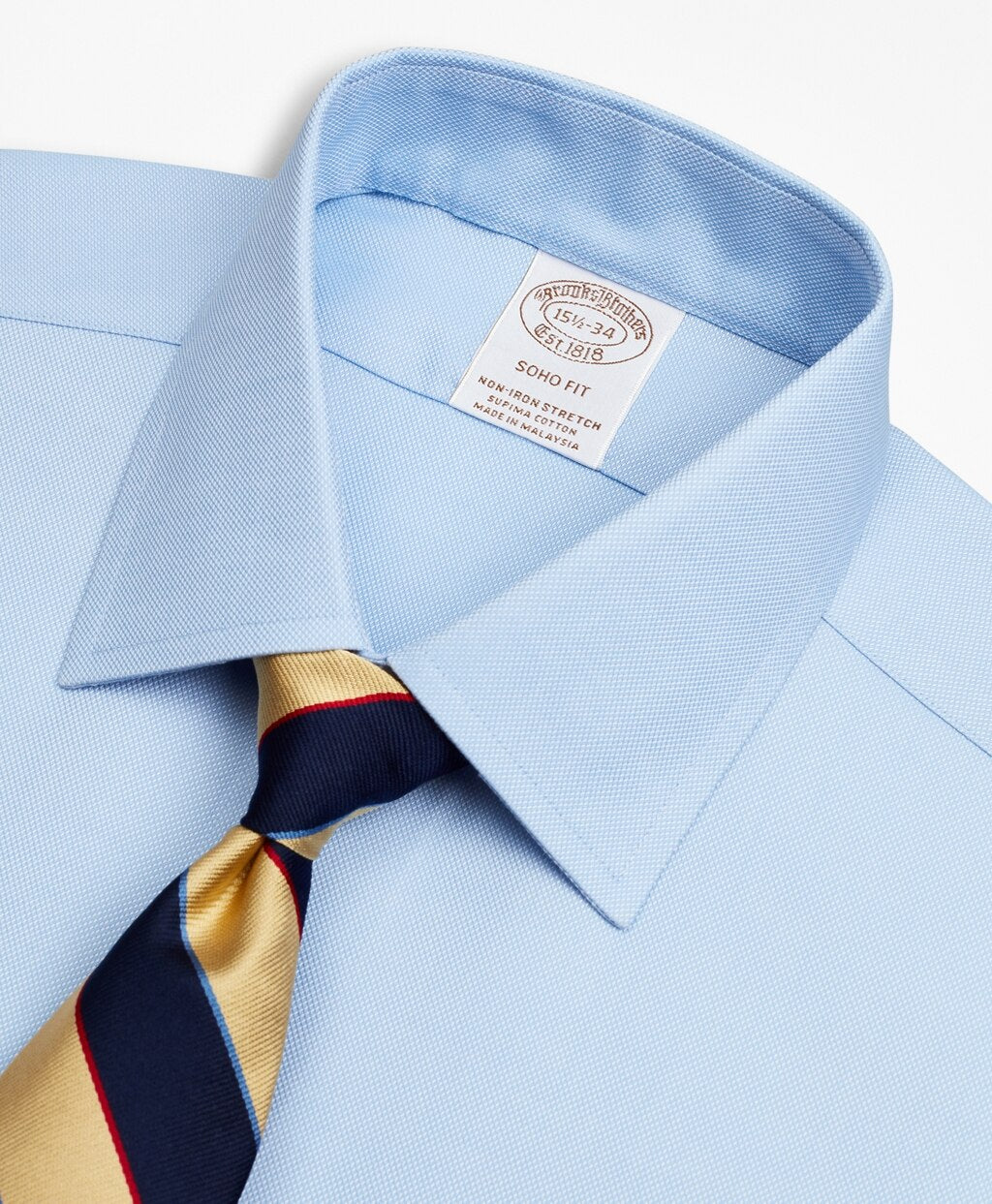 Brooks Brothers Men Stretch Soho Extra-Slim-Fit Dress Shirt, Non-Iron Royal Oxford Ainsley Collar