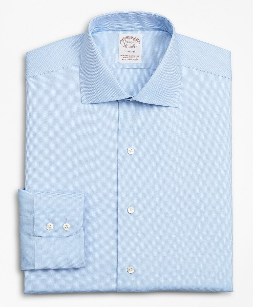 Brooks Brothers Men Stretch Soho Extra-Slim-Fit Dress Shirt, Non-Iron Royal Oxford English Collar