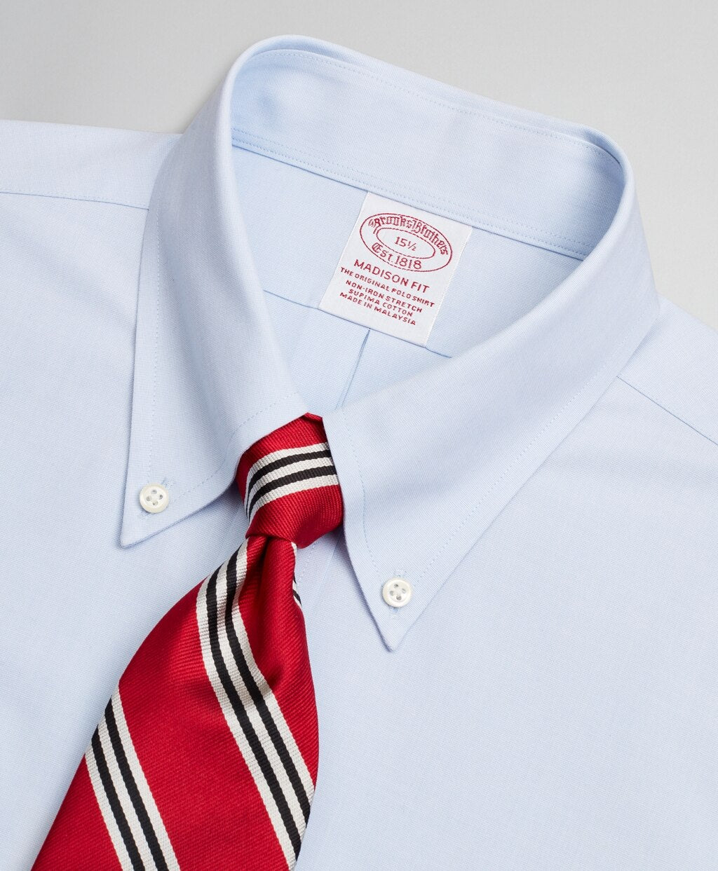 Brooks Brothers Men Stretch Madison Classic-Fit Dress Shirt, Non-Iron Poplin End-on-End Short-Sleeve