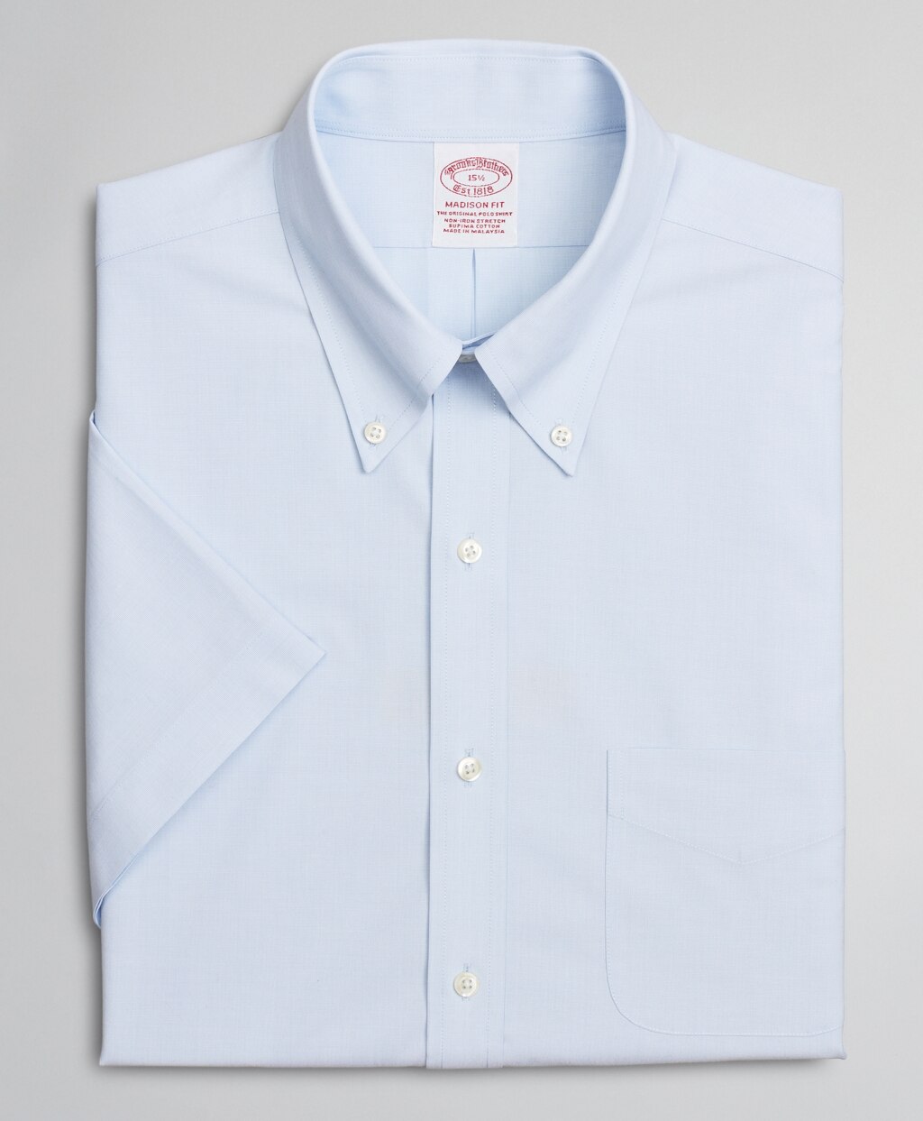 Brooks Brothers Men Stretch Madison Classic-Fit Dress Shirt, Non-Iron Poplin End-on-End Short-Sleeve