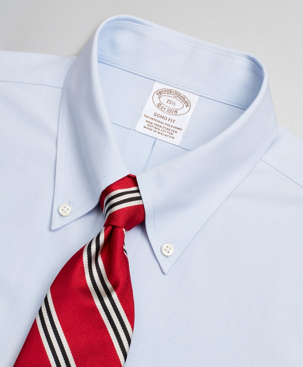 Brooks Brothers Men Stretch Soho Extra-Slim-Fit Dress Shirt, Non-Iron Poplin End-on-End Short-Sleeve