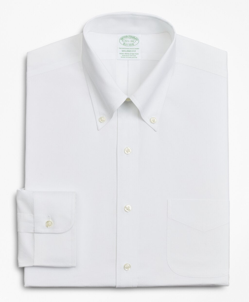 Brooks Brothers Men Stretch Milano Slim-Fit Dress Shirt, Non-Iron Poplin Button-Down Collar