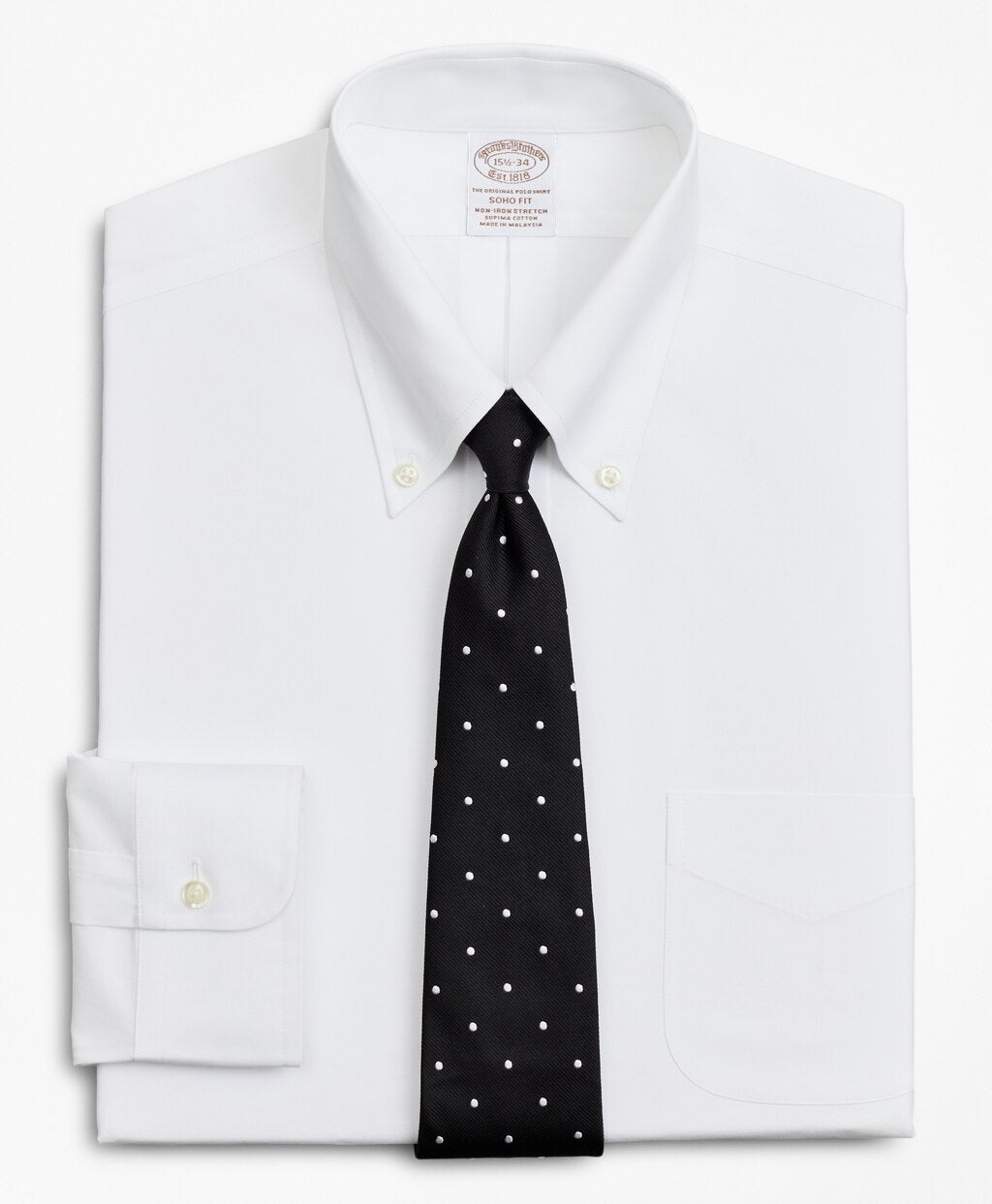 Brooks Brothers Men Stretch Soho Extra-Slim-Fit Dress Shirt, Non-Iron Poplin Button-Down Collar