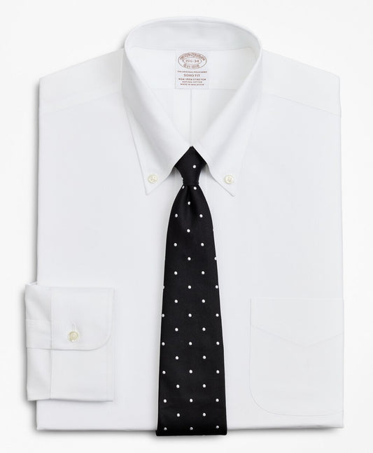 Brooks Brothers Men Stretch Soho Extra-Slim-Fit Dress Shirt, Non-Iron Poplin Button-Down Collar