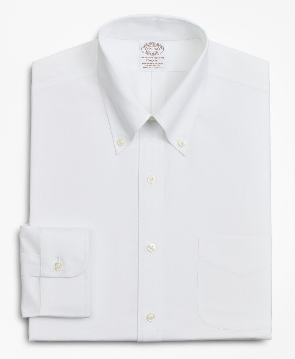 Brooks Brothers Men Stretch Soho Extra-Slim-Fit Dress Shirt, Non-Iron Poplin Button-Down Collar
