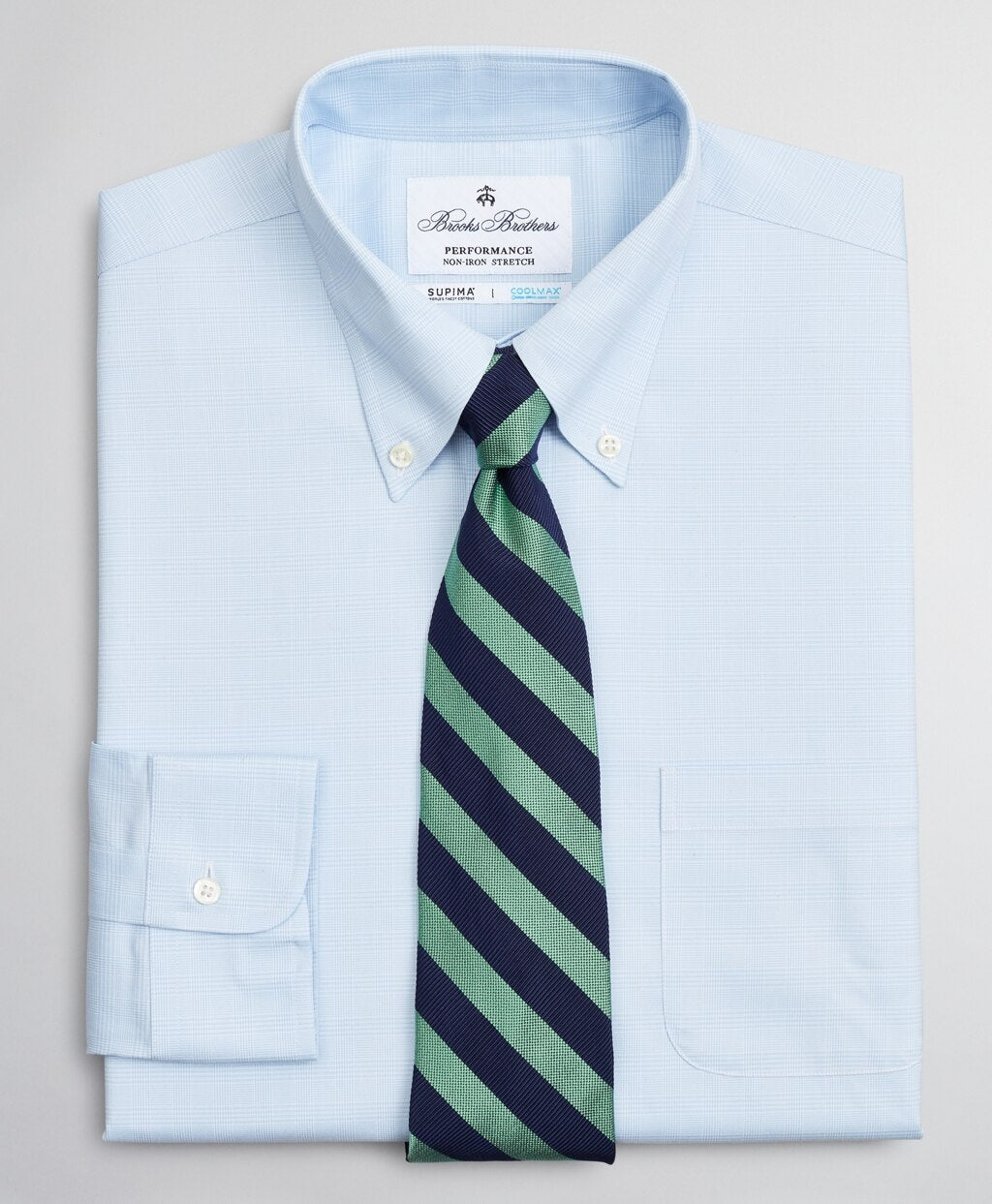 Brooks Brothers Men Regent Fitted Dress Shirt, Performance Non-Iron with COOLMAX®, Button-Down Collar Twill Check