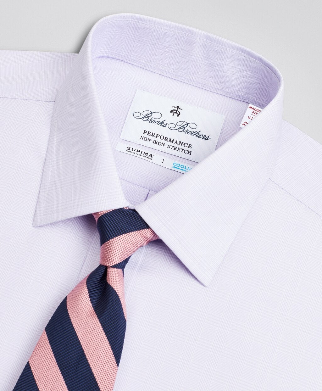 Brooks Brothers Men Madison Classic-Fit Dress Shirt, Performance Non-Iron with COOLMAX®, Ainsley Collar Twill  Check