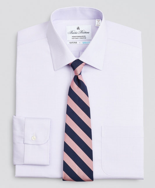 Brooks Brothers Men Soho Extra-Slim Fit Dress Shirt, Performance Non-Iron with COOLMAX®, Ainsley Collar Twill Check
