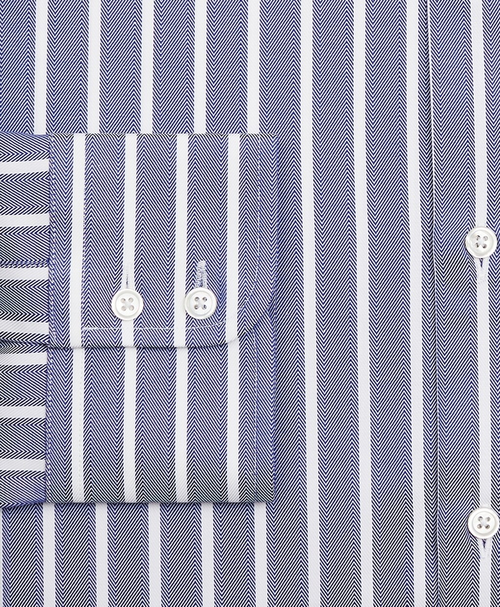 Brooks Brothers Men Luxury Collection Milano Slim-Fit Dress Shirt, Franklin Spread Collar Herringbone Wide Stripe