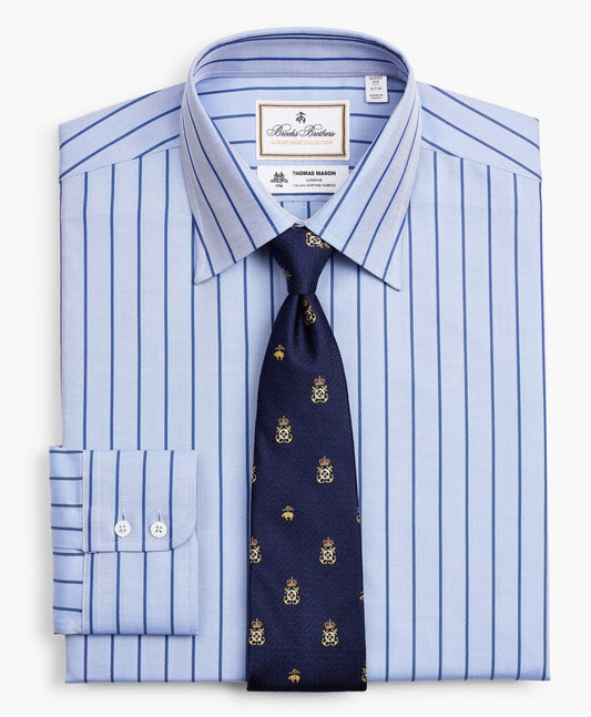 Brooks Brothers Men Luxury Collection Soho Extra-Slim-Fit Dress Shirt, Franklin Spread Collar Herringbone Stripe